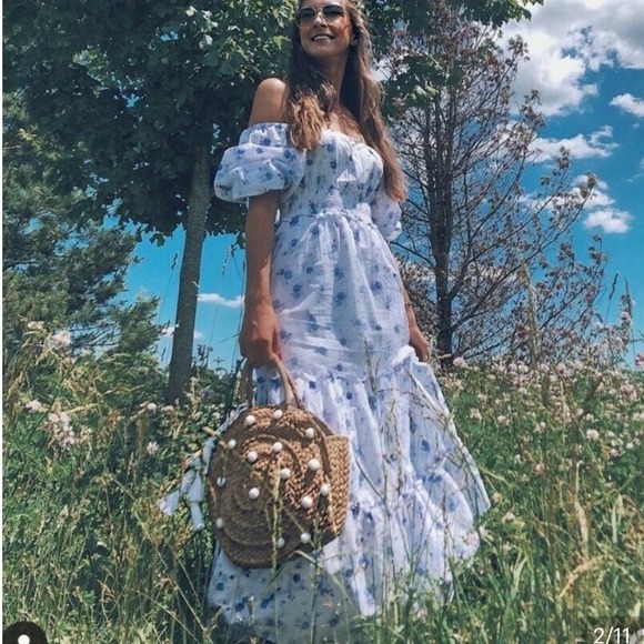 LoveShackFancy Dresses & Skirts - LoveShackFancy Target Gemma Maxi Dress Floral Cottagecore Blue White Large